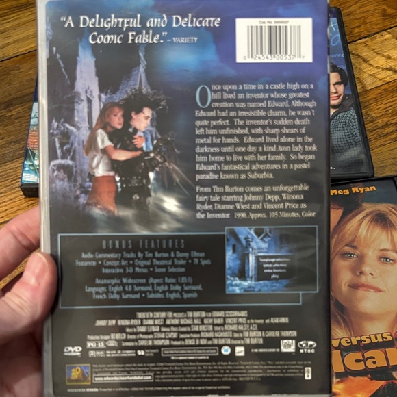 4 DVDs Edward Scissorhands Reality Bites Joe versus the Volcano Adventures in… - Picture 2 of 6